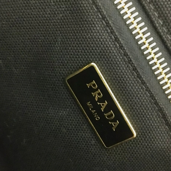 PRADA BLACK/BROWN CANAPA HAND TOTE BAG/2921 - Picture 10 of 13